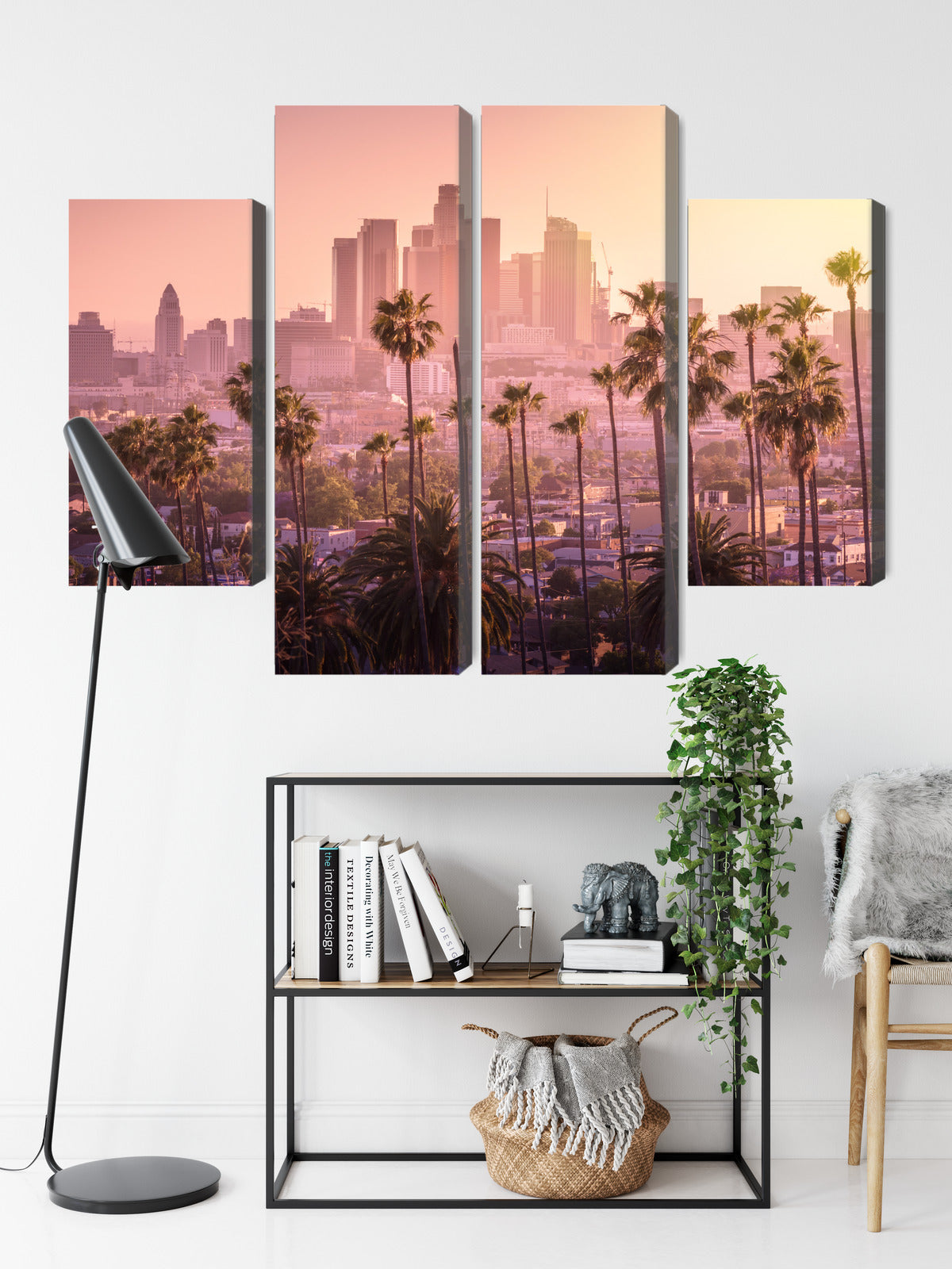 Obraz Wieloczęściowy Los Angeles O Zachodzie Słońca – miejska panorama do wnętrz nowoczesnych, industrialnych – widok 8
