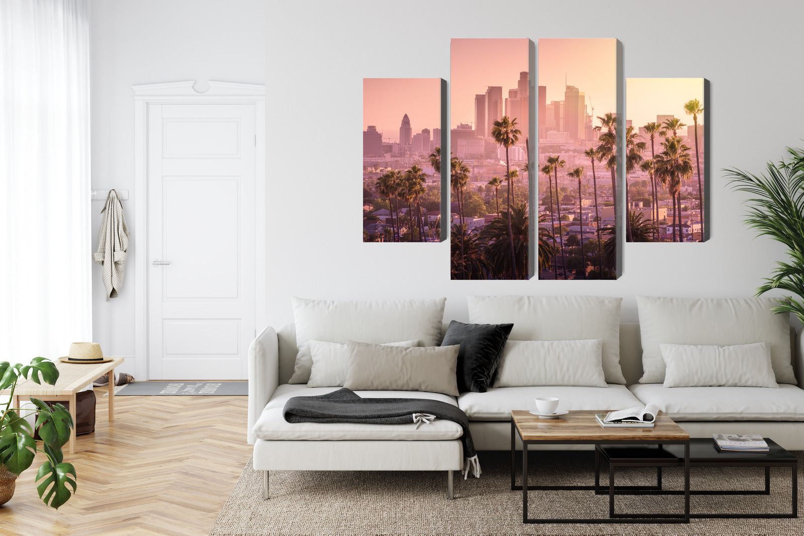 Obraz Wieloczęściowy Los Angeles O Zachodzie Słońca – miejska panorama do wnętrz nowoczesnych, industrialnych – widok 5