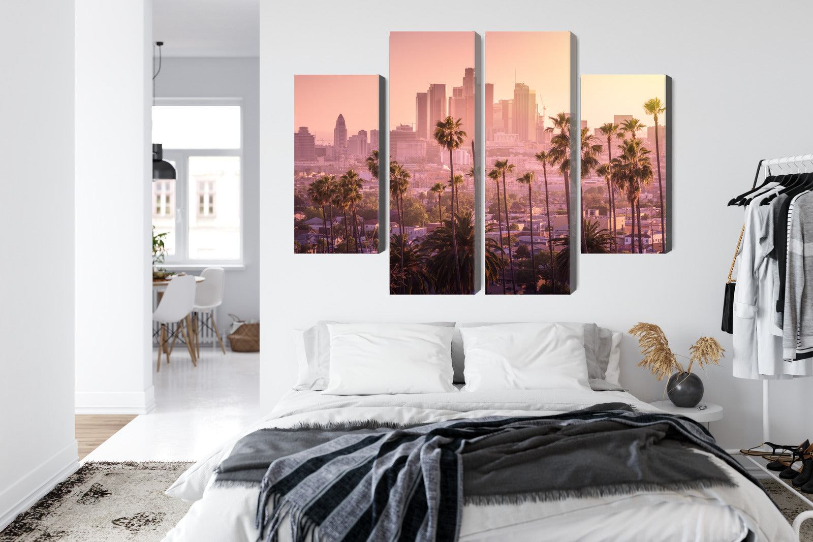 Obraz Wieloczęściowy Los Angeles O Zachodzie Słońca – miejska panorama do wnętrz nowoczesnych, industrialnych – widok 6