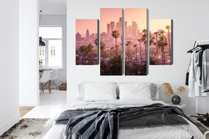Obraz Wieloczęściowy Los Angeles O Zachodzie Słońca – miejska panorama do wnętrz nowoczesnych, industrialnych – widok 6