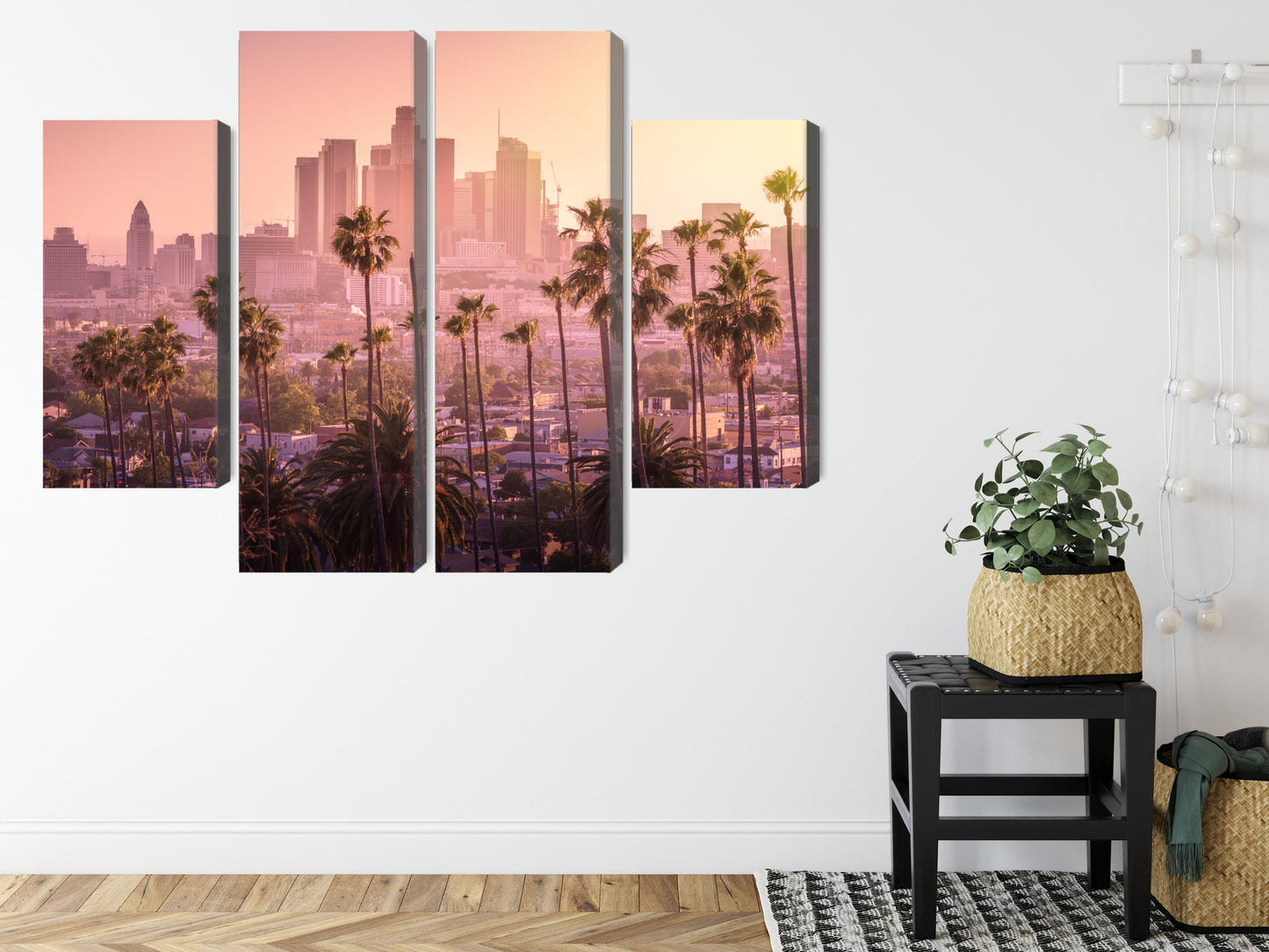 Obraz Wieloczęściowy Los Angeles O Zachodzie Słońca – miejska panorama do wnętrz nowoczesnych, industrialnych – widok 7