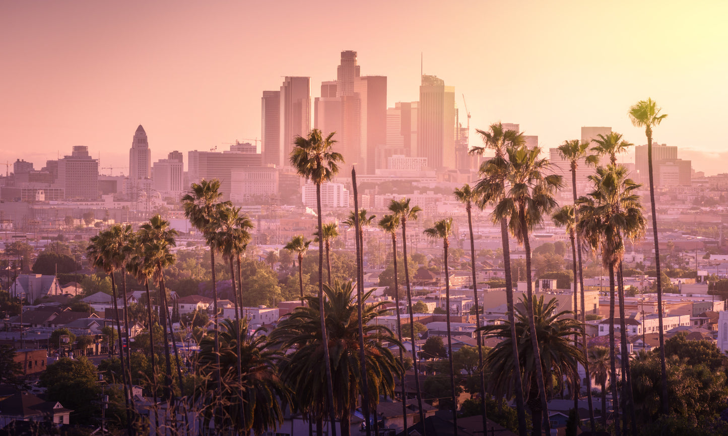 Obraz Wieloczęściowy Los Angeles Zachód Słońca – miejski krajobraz do wnętrz nowoczesnych, industrialnych 250x150