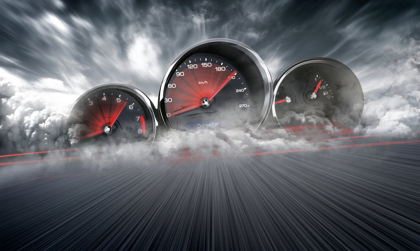 Obraz Wieloczęściowy Szybkie Liczniki Samochodów – dynamiczna motoryzacja do wnętrz nowoczesnych i loftowych 250x150