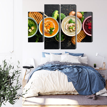 Obraz Wieloczęściowy Kremowe Zupy Warzywne – apetyczny do wnętrz skandynawskich i nowoczesnych kuchni – widok 2