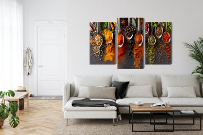 Obraz Wieloczęściowy Aromatyczne Przyprawy – elegancki kontrast do wnętrz nowoczesnych, loft i kuchni – widok 5