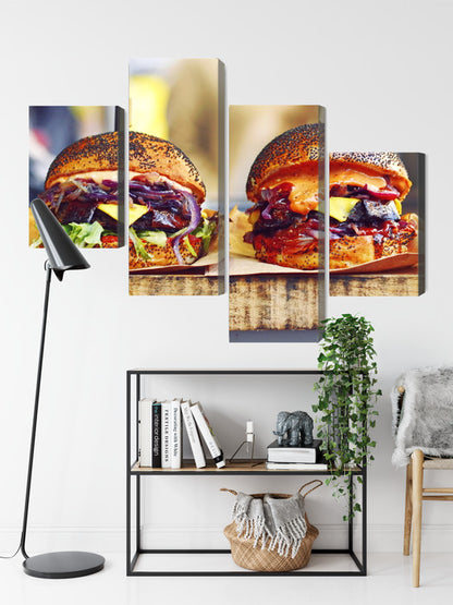 Obraz Wieloczęściowy Burgery Wegańskie – apetyczna food art do nowoczesnych i industrialnych kuchni – widok 8