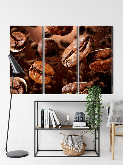 Obraz Wieloczęściowy Brązowe Ziarna Kawy – Aromatyczna Dekoracja do wnętrz Loft, Boho i Nowoczesnych – widok 8