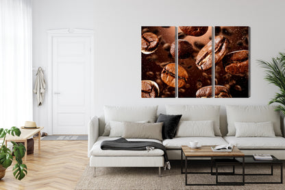 Obraz Wieloczęściowy Brązowe Ziarna Kawy – Aromatyczna Dekoracja do wnętrz Loft, Boho i Nowoczesnych – widok 5