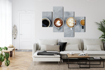 Obraz Wieloczęściowy Filiżanki Kawy – przytulny motyw do wnętrz nowoczesnych i kulinarnych – widok 5