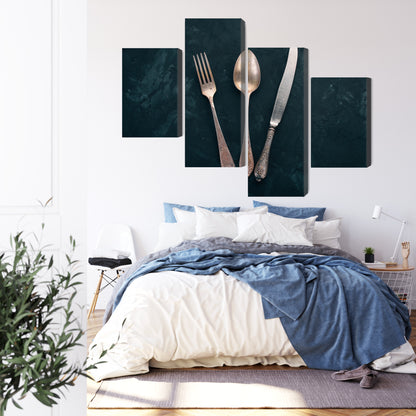 Obraz Wieloczęściowy Stare Sztućce – retro elegancja do kuchni, jadalni i wnętrz loftowych – widok 2