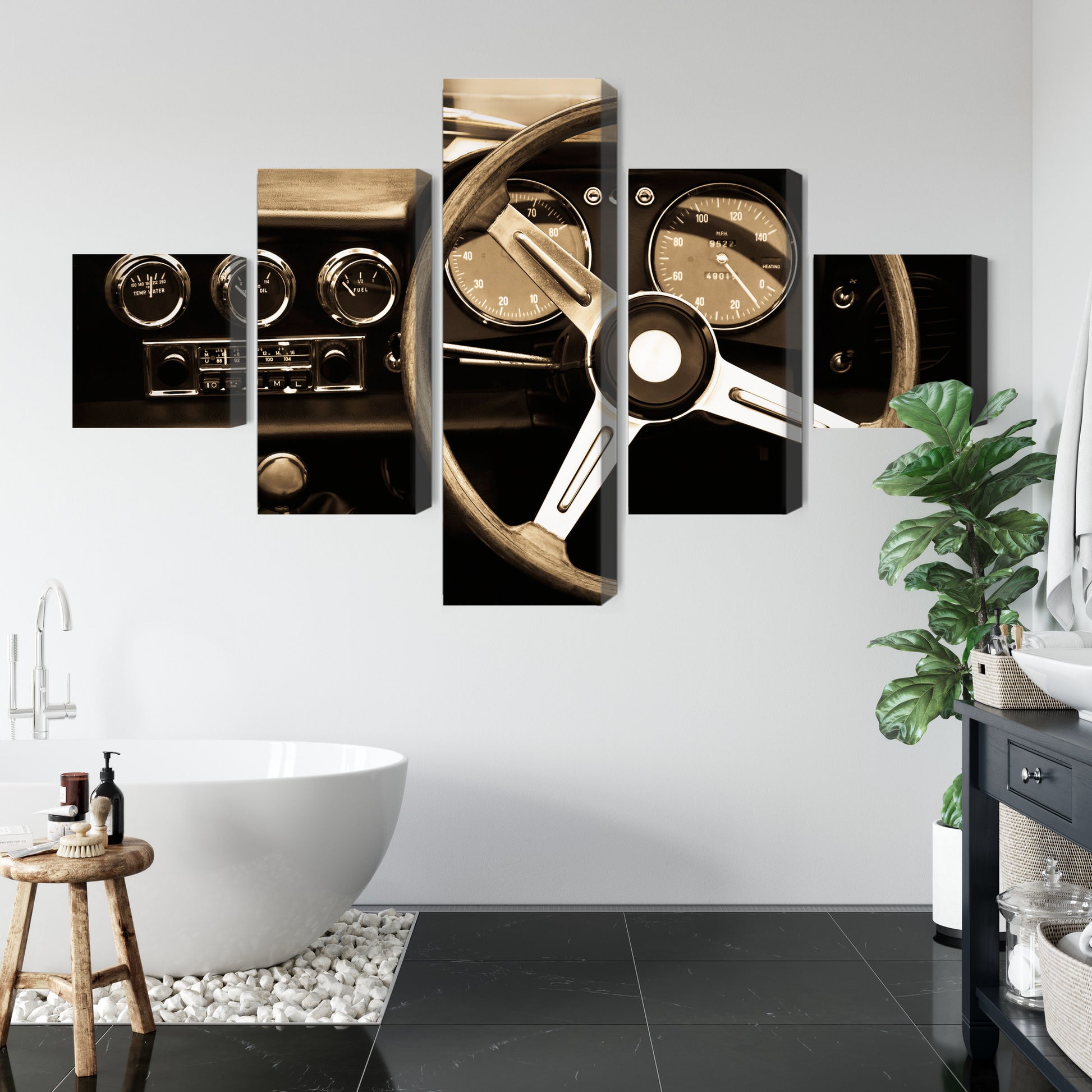 Obraz Wieloczęściowy Deska Rozdzielcza – klasyczny akcent do wnętrz loftowych, retro i vintage – widok 4