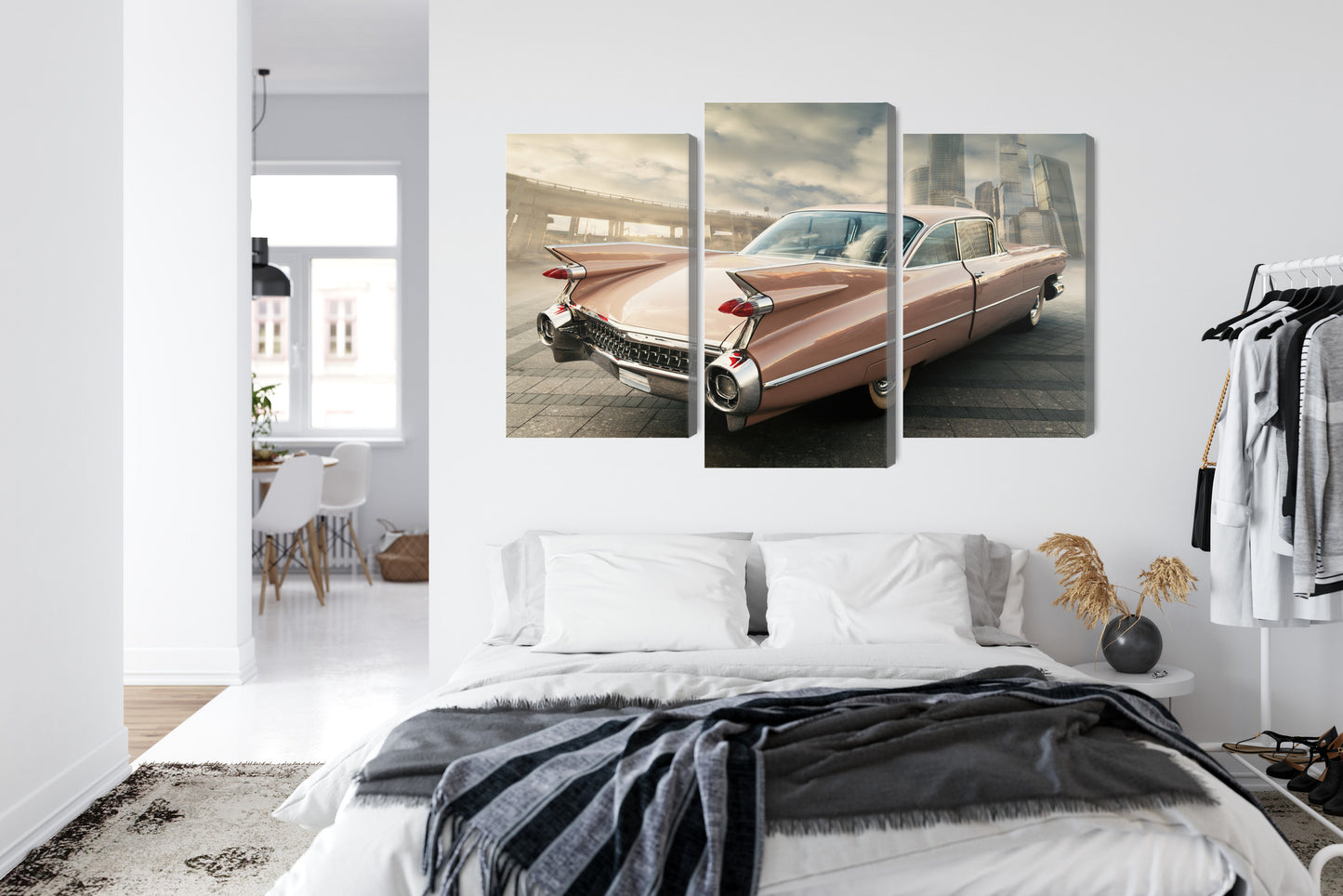 Obraz Wieloczęściowy Samochód Vintage w Mieście – miejski retro akcent do wnętrz industrialnych i loft – widok 6