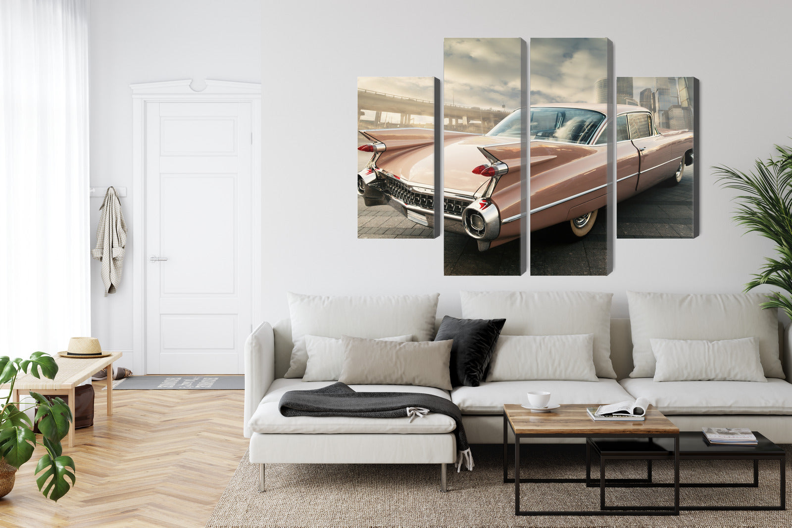 Obraz Wieloczęściowy Samochód Vintage – klimat retro do wnętrz loftowych i eklektycznych – widok 5