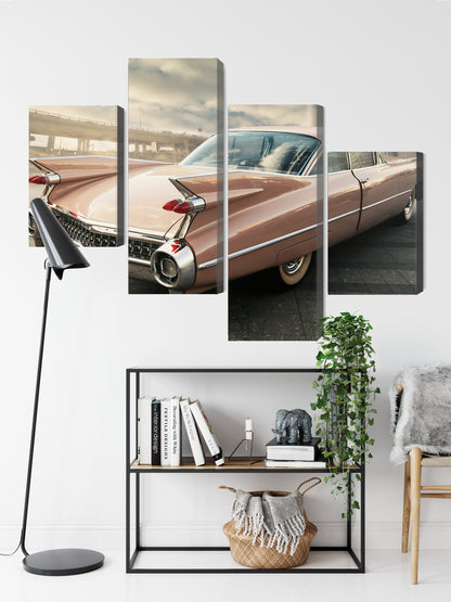 Obraz Wieloczęściowy Samochód Vintage – Miejska Elegancja Retro do wnętrz Industrialnych, Loftowych i Klasycznych – widok 8