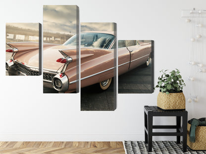 Obraz Wieloczęściowy Samochód Vintage – Miejska Elegancja Retro do wnętrz Industrialnych, Loftowych i Klasycznych – widok 7