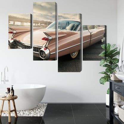 Obraz Wieloczęściowy Samochód Vintage – Miejska Elegancja Retro do wnętrz Industrialnych, Loftowych i Klasycznych – widok 4