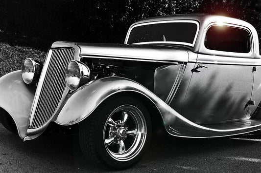 Obraz Wieloczęściowy Samochód Hot Rod Vintage – klimat retro do wnętrz loftowych i męskich gabinetów 180x120