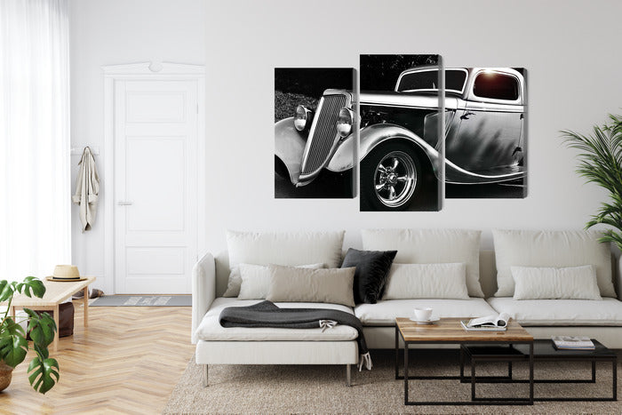 Obraz Wieloczęściowy Samochód Hot Rod Vintage – klimat retro do wnętrz loftowych i męskich gabinetów – widok 5