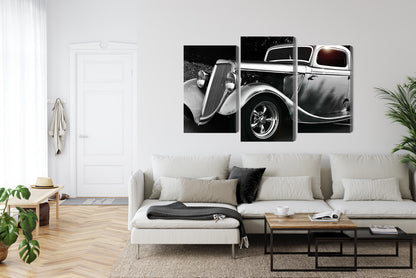 Obraz Wieloczęściowy Samochód Hot Rod Vintage – klimat retro do wnętrz loftowych i męskich gabinetów – widok 5