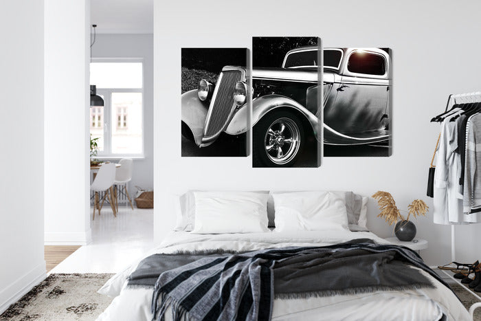 Obraz Wieloczęściowy Samochód Hot Rod Vintage – klimat retro do wnętrz loftowych i męskich gabinetów – widok 6