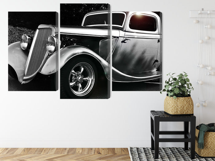 Obraz Wieloczęściowy Samochód Hot Rod Vintage – klimat retro do wnętrz loftowych i męskich gabinetów – widok 7