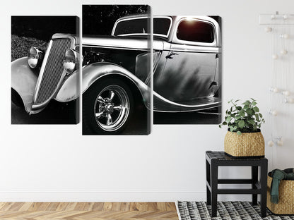 Obraz Wieloczęściowy Samochód Hot Rod Vintage – klimat retro do wnętrz loftowych i męskich gabinetów – widok 7