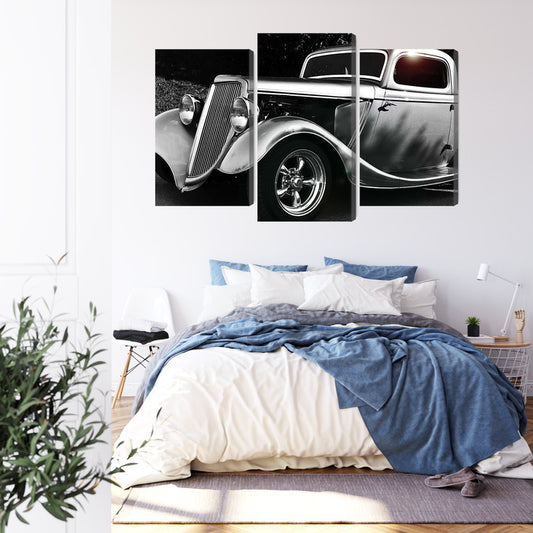 Obraz Wieloczęściowy Samochód Hot Rod Vintage – klimat retro do wnętrz loftowych i męskich gabinetów – widok 2