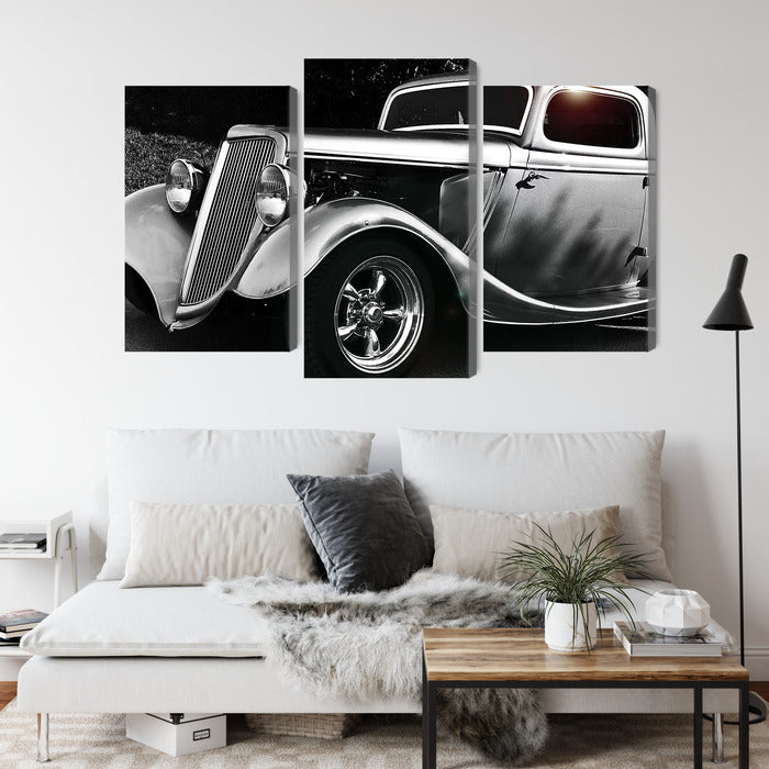 Obraz Wieloczęściowy Samochód Hot Rod Vintage – klimat retro do wnętrz loftowych i męskich gabinetów – widok 3