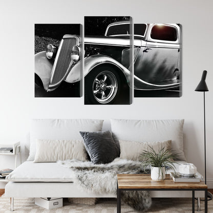 Obraz Wieloczęściowy Samochód Hot Rod Vintage – klimat retro do wnętrz loftowych i męskich gabinetów – widok 3
