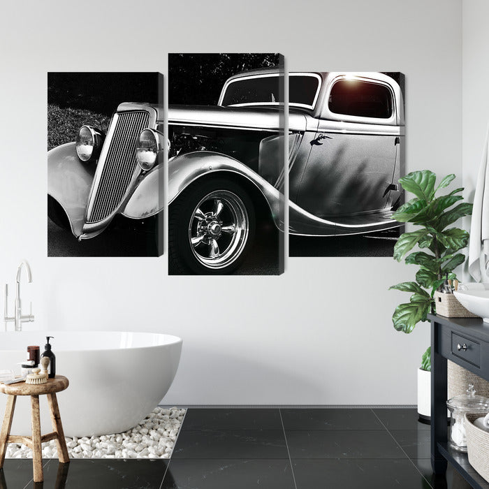 Obraz Wieloczęściowy Samochód Hot Rod Vintage – klimat retro do wnętrz loftowych i męskich gabinetów – widok 4