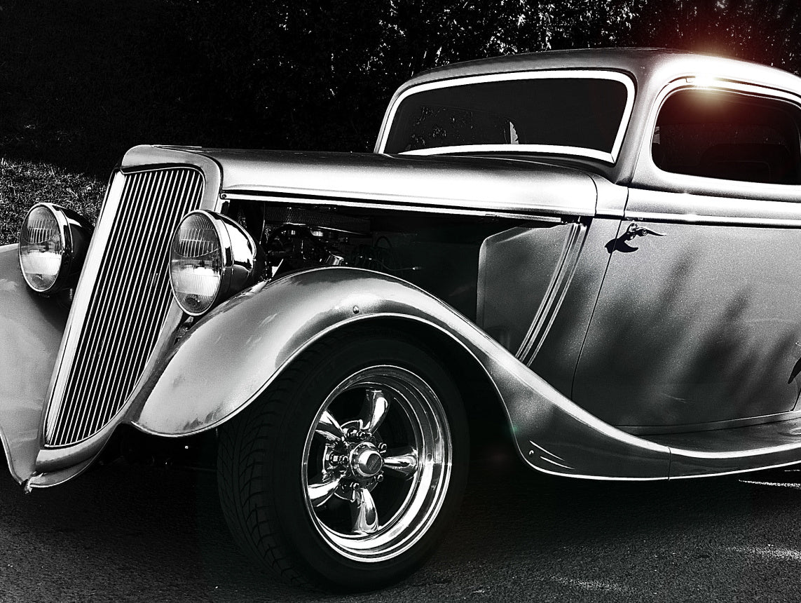 Obraz Wieloczęściowy Samochód Hot Rod – Vintage Klasyka do wnętrz industrialnych, loftowych i retro 200x150