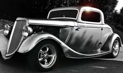 Obraz Wieloczęściowy Samochód Hot Rod – dynamiczna grafika retro do wnętrz industrialnych, loftowych i męskich 250x150