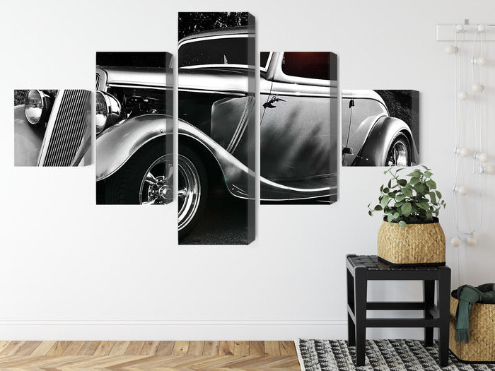 Obraz Wieloczęściowy Samochód Hot Rod – dynamiczna grafika retro do wnętrz industrialnych, loftowych i męskich – widok 7