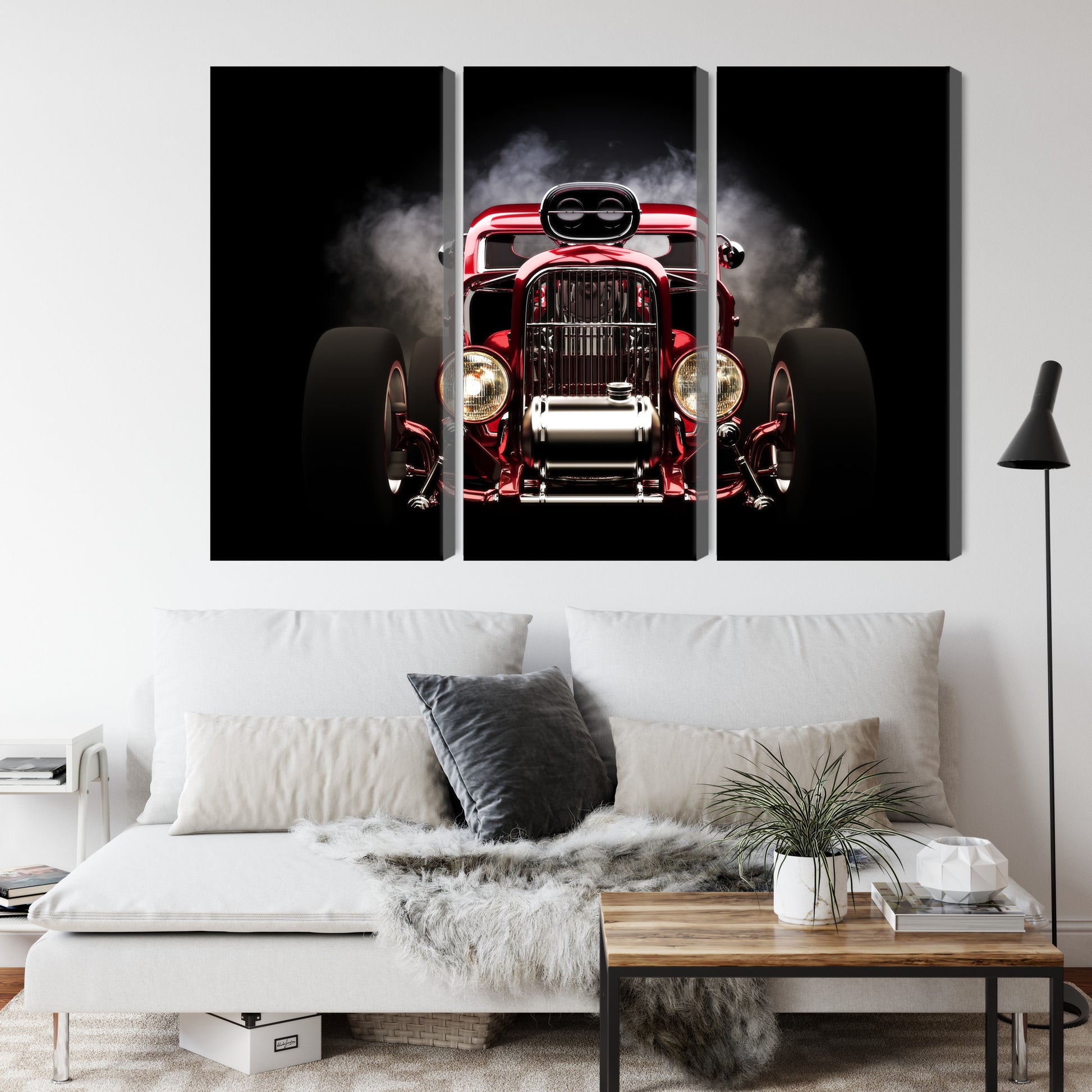 Obraz Wieloczęściowy Samochód Hot Rod – dynamiczna wizja do wnętrz industrialnych i męskich – widok 3