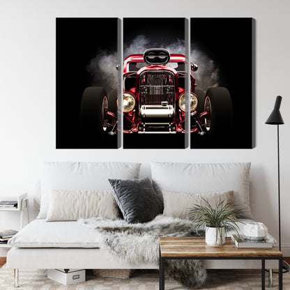 Obraz Wieloczęściowy Samochód Hot Rod – dynamiczna wizja do wnętrz industrialnych i męskich – widok 3