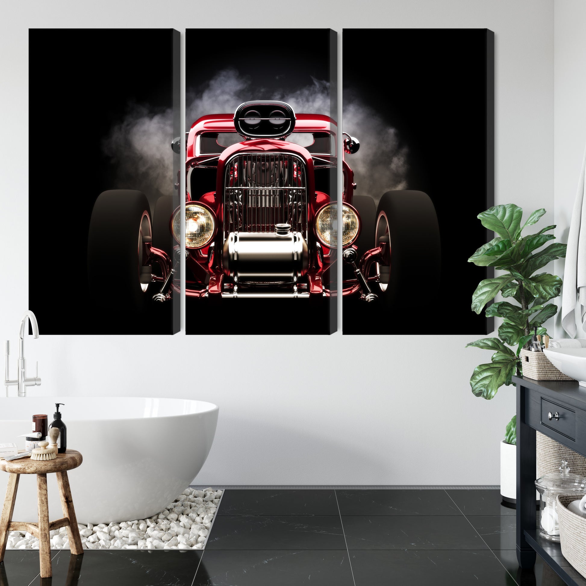 Obraz Wieloczęściowy Samochód Hot Rod – dynamiczna wizja do wnętrz industrialnych i męskich – widok 4