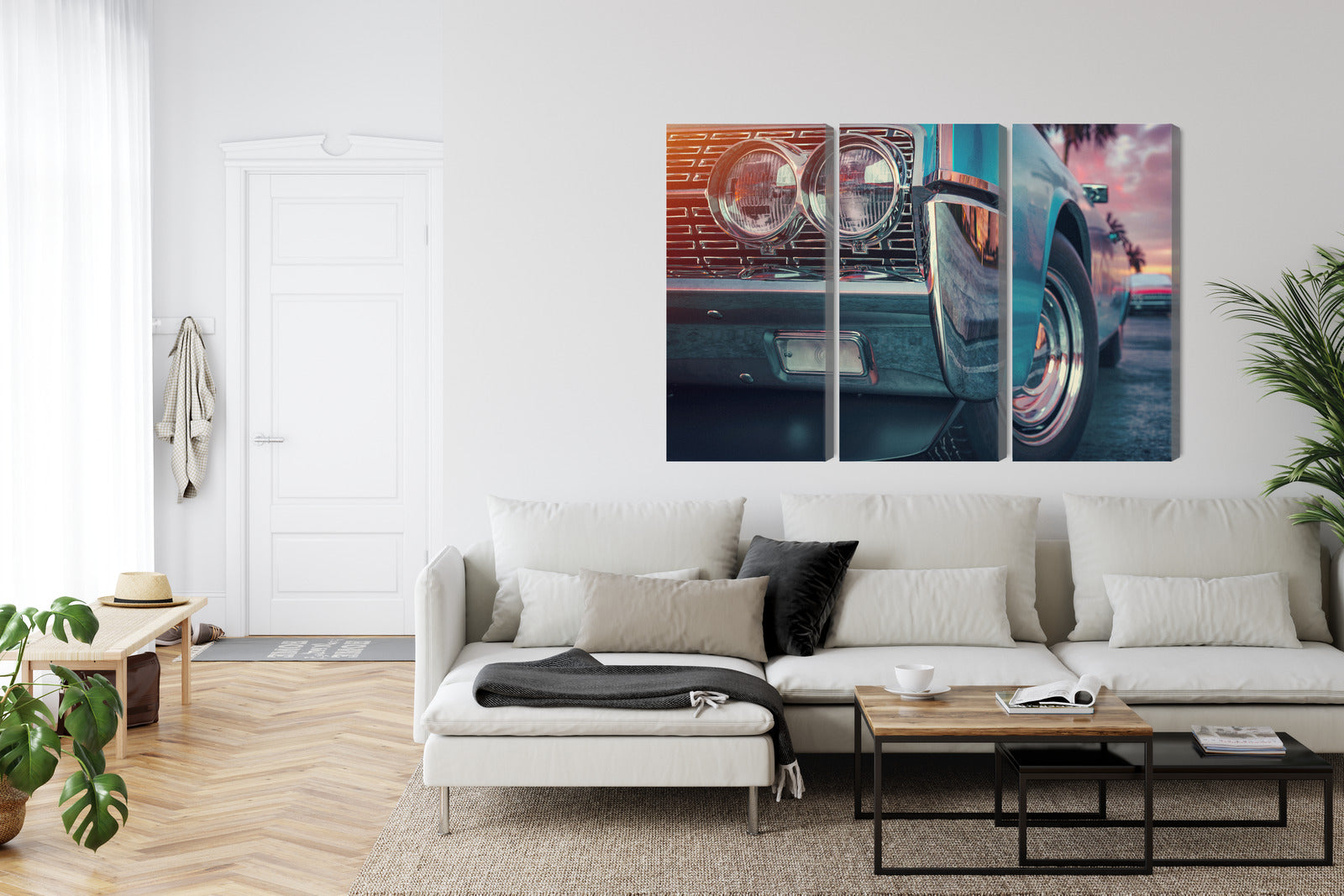 Obraz Wieloczęściowy Samochody w Stylu Retro – nostalgia i energia barwna do wnętrz vintage oraz loft – widok 5
