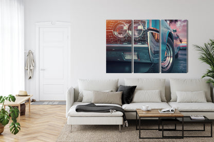 Obraz Wieloczęściowy Samochody w Stylu Retro – nostalgia i energia barwna do wnętrz vintage oraz loft – widok 5