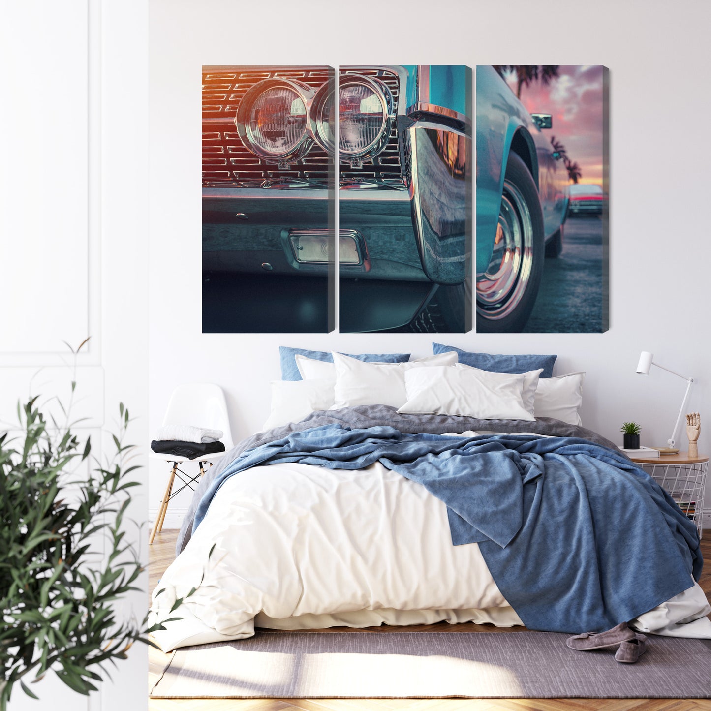 Obraz Wieloczęściowy Samochody w Stylu Retro – nostalgia i energia barwna do wnętrz vintage oraz loft – widok 2