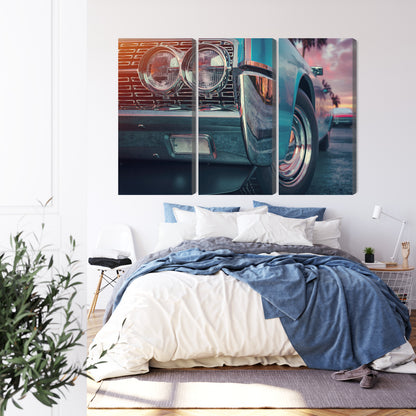 Obraz Wieloczęściowy Samochody w Stylu Retro – nostalgia i energia barwna do wnętrz vintage oraz loft – widok 2