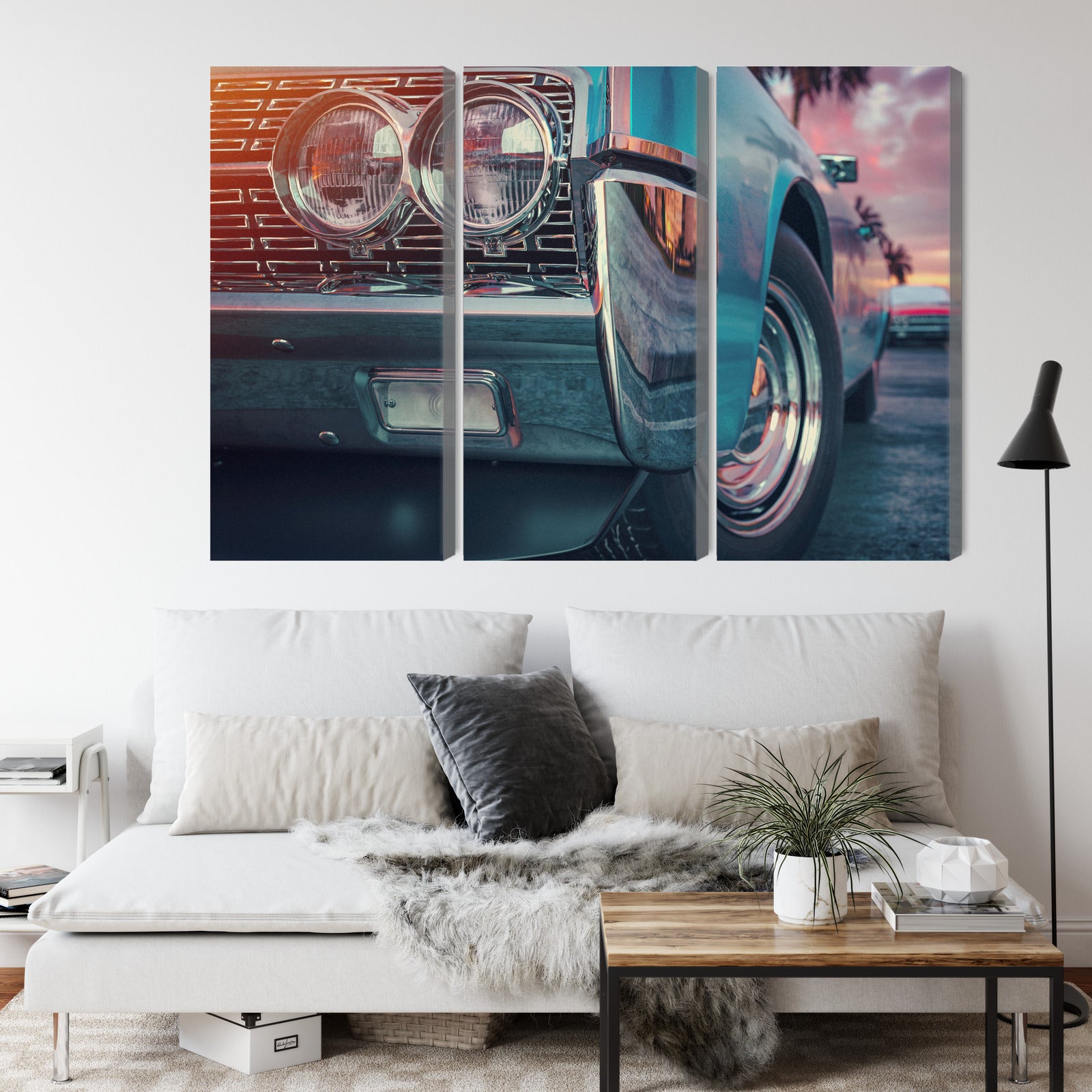 Obraz Wieloczęściowy Samochody w Stylu Retro – nostalgia i energia barwna do wnętrz vintage oraz loft – widok 3