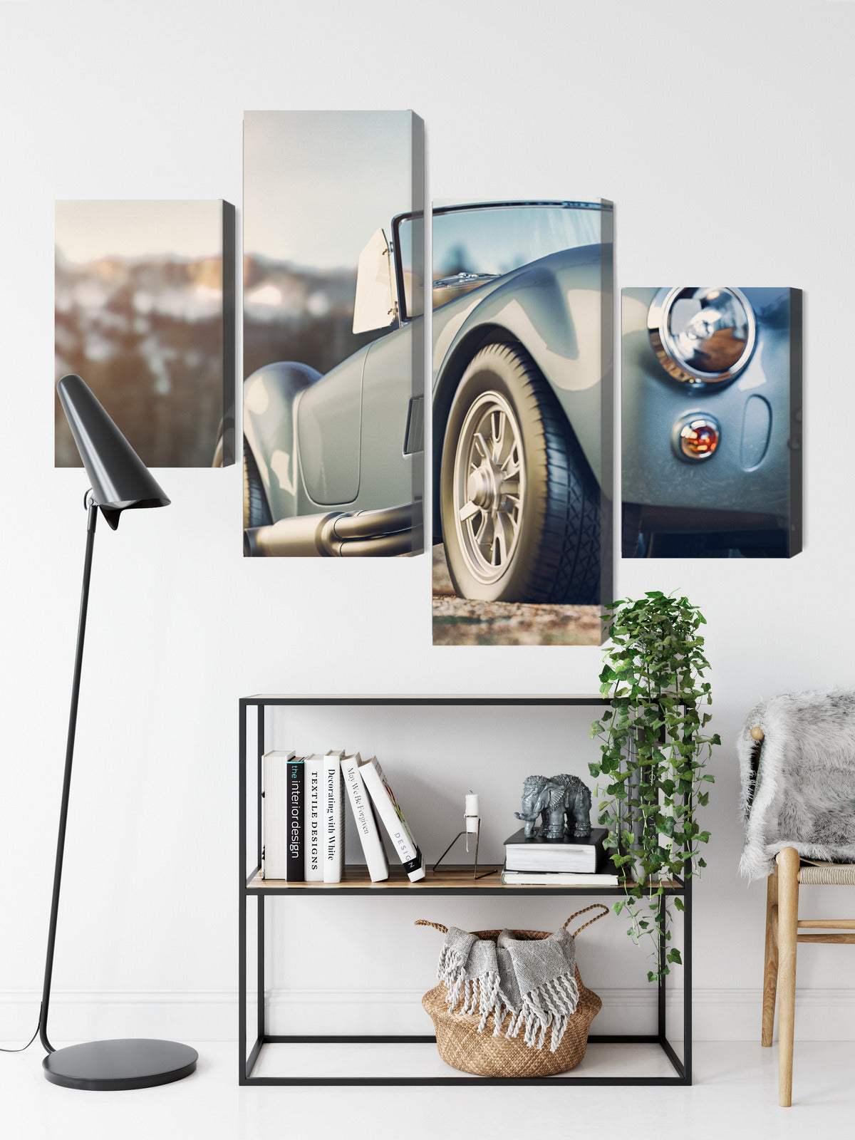 Obraz Wieloczęściowy Klasyczny Samochód Retro – Ikona motoryzacji do wnętrz industrialnych, loft i modern classic – widok 8