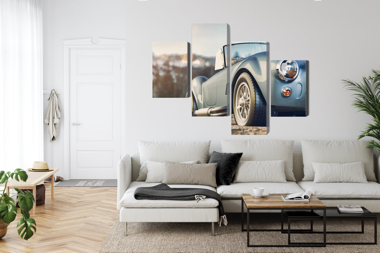 Obraz Wieloczęściowy Klasyczny Samochód Retro – Ikona motoryzacji do wnętrz industrialnych, loft i modern classic – widok 5