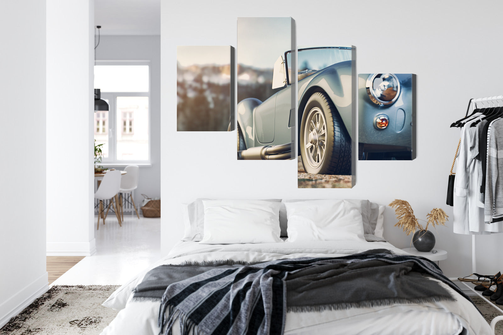 Obraz Wieloczęściowy Klasyczny Samochód Retro – Ikona motoryzacji do wnętrz industrialnych, loft i modern classic – widok 6