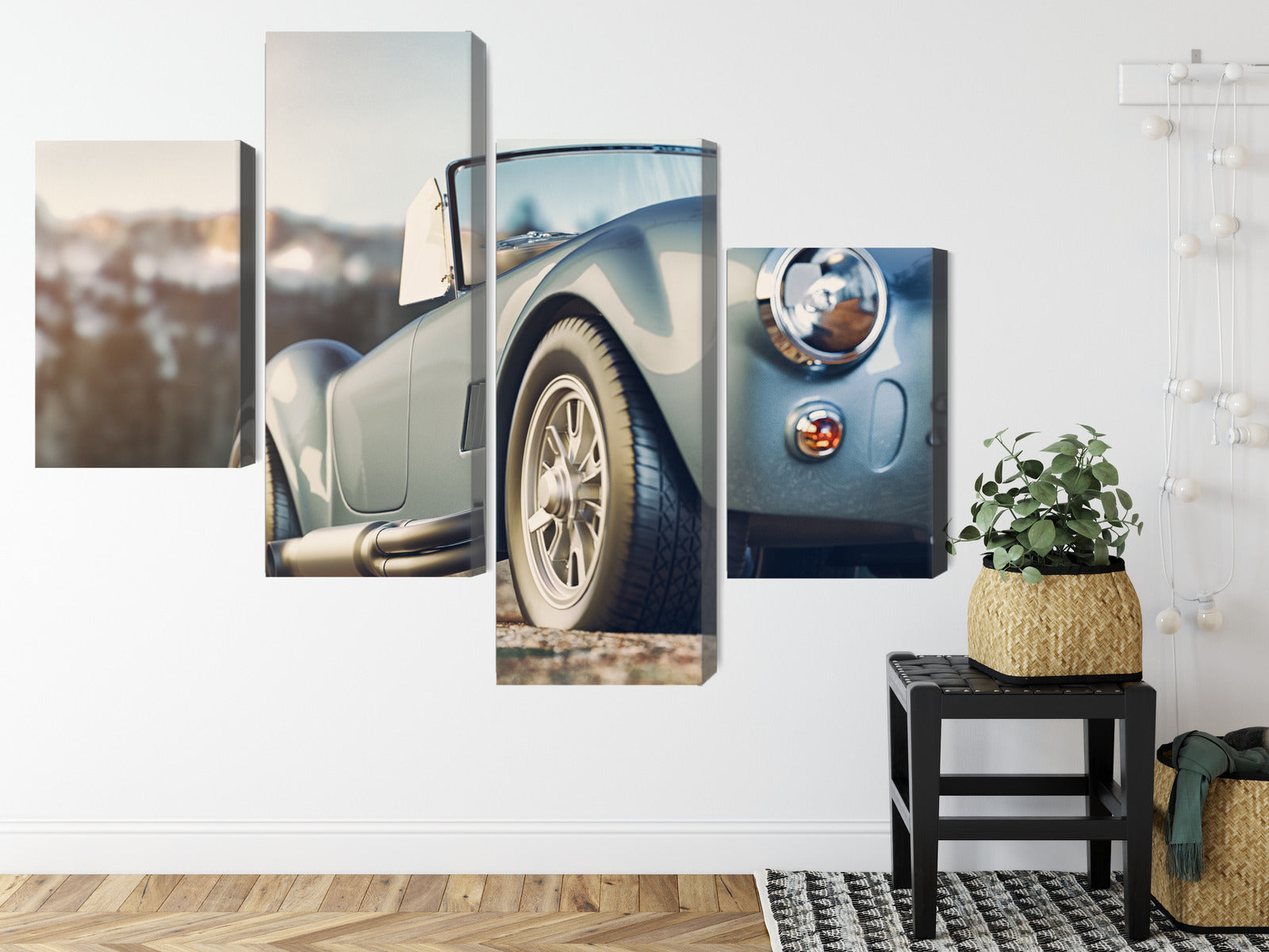 Obraz Wieloczęściowy Klasyczny Samochód Retro – Ikona motoryzacji do wnętrz industrialnych, loft i modern classic – widok 7