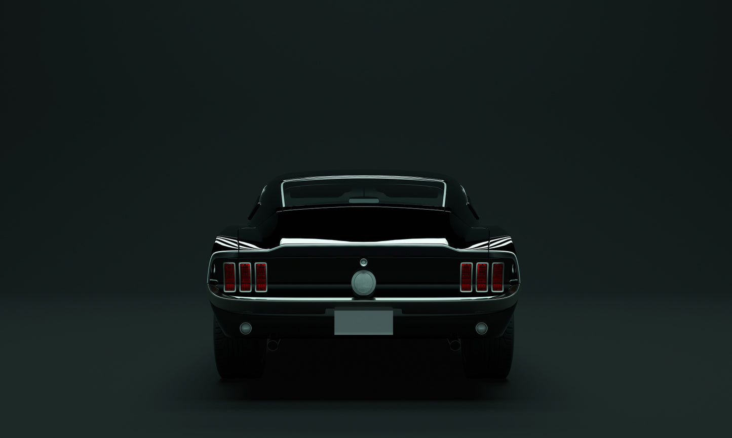 Obraz Wieloczęściowy Czarny Muscle Car – motoryzacyjna klasyka do wnętrz loftowych i industrialnych 250x150