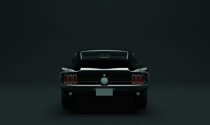Obraz Wieloczęściowy Czarny Muscle Car – motoryzacyjna klasyka do wnętrz loftowych i industrialnych 250x150