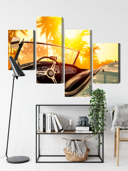 Obraz Wieloczęściowy Retro Podróż O Zachodzie Słońca – kinowy klimat do wnętrz Boho, Retro, Mid-Century Modern – widok 8