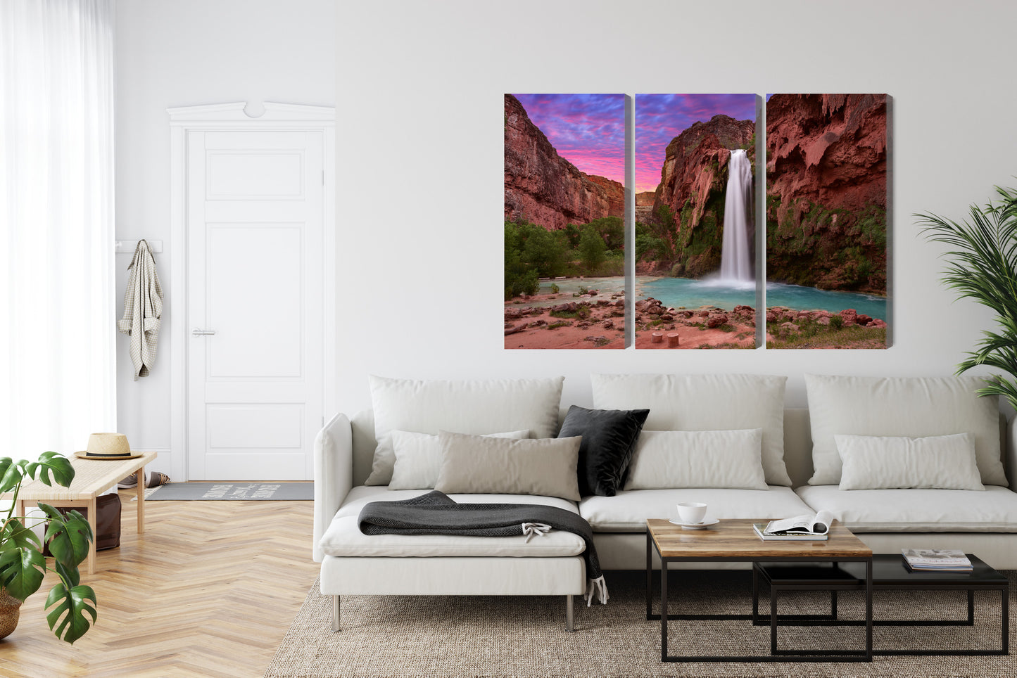 Obraz Wieloczęściowy Wodospady Havasupai – natura i świeżość do wnętrz boho, eko i japandi – widok 5
