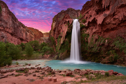 Obraz Wieloczęściowy Wodospady Havasupai – natura i świeżość do wnętrz boho, eko i japandi 180x120